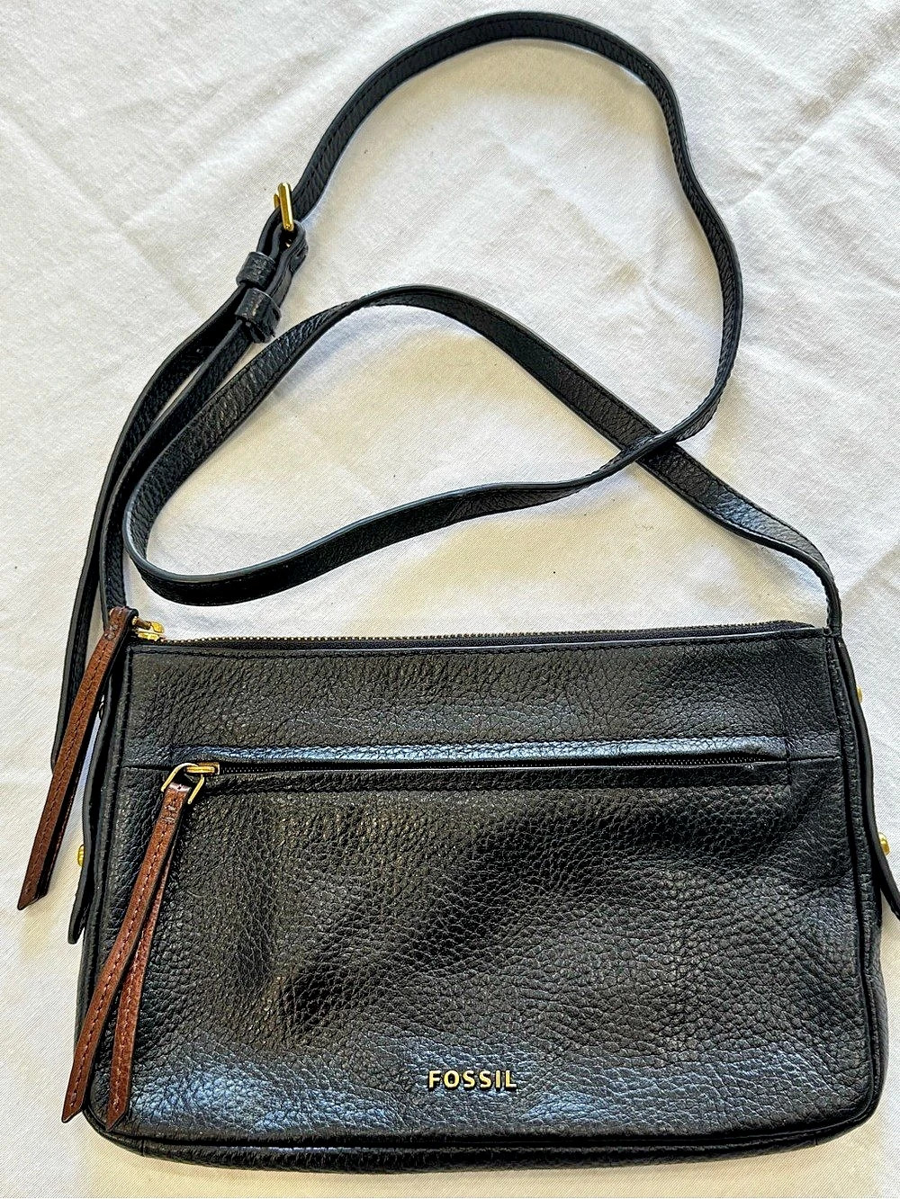 Fossil Gemma black pebbles leather Crossbody purse